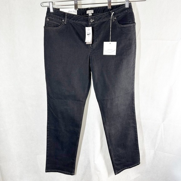 J. Jill Authentic Fit Slim Leg Stretch Mid Rise Black Wash Jeans Size 14 - Picture 1 of 9